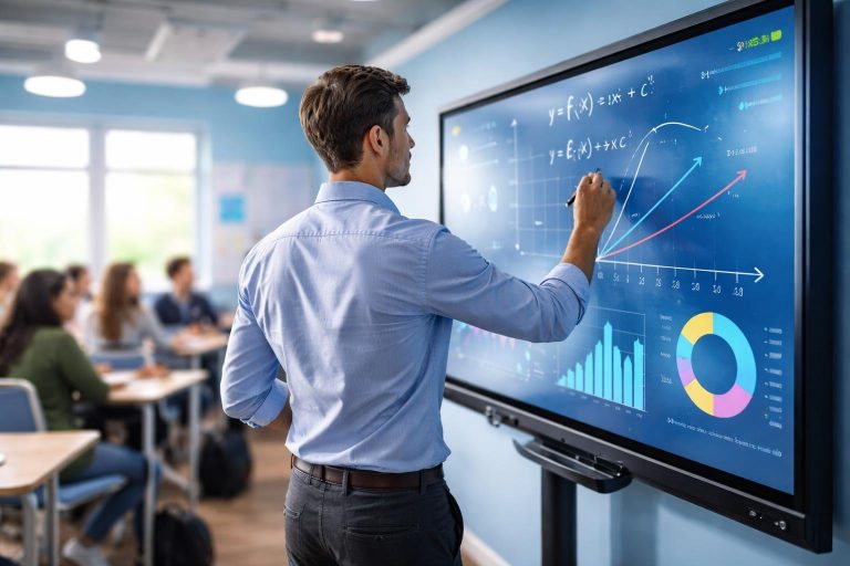 professeur-tableau-numerique-classe-etudiants