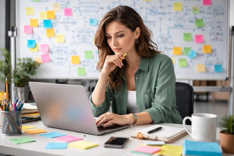 bureau-moderne-post-it-ordinateur-tableau