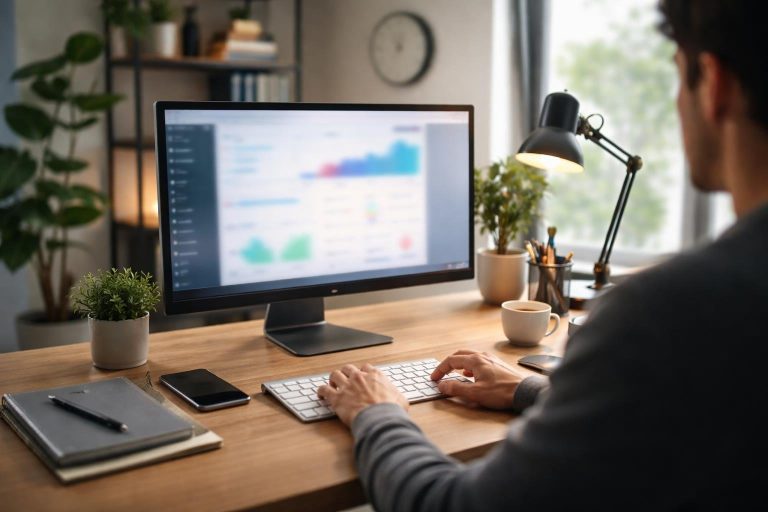 bureau-moderne-ordinateur-ecran-decoration