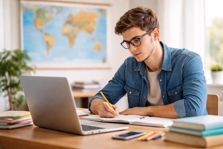 etudiant-bureau-livres-ordinateur-carte