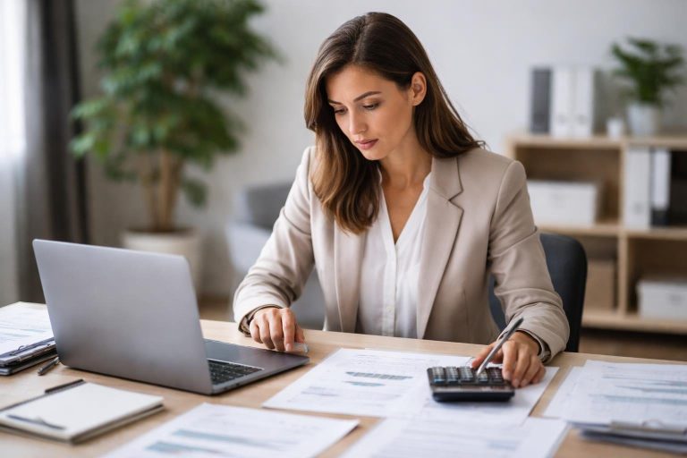 personne-ordinateur-papiers-calculatrice