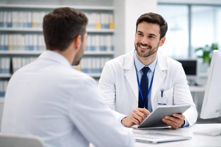 pharmacien-blouse-bureau-hopital-etageres