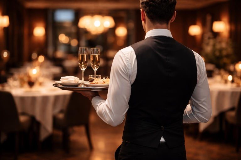 serveur-uniforme-plateau-restaurant-chic