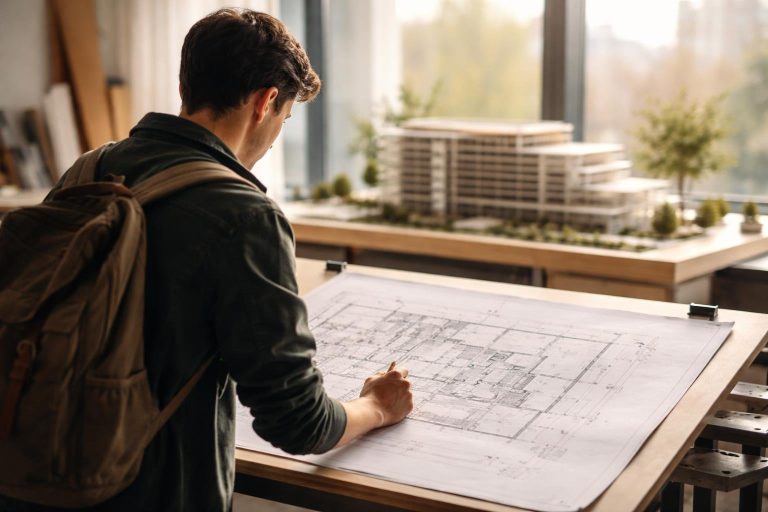 etudiant-architecture-plan-maquette-bureau